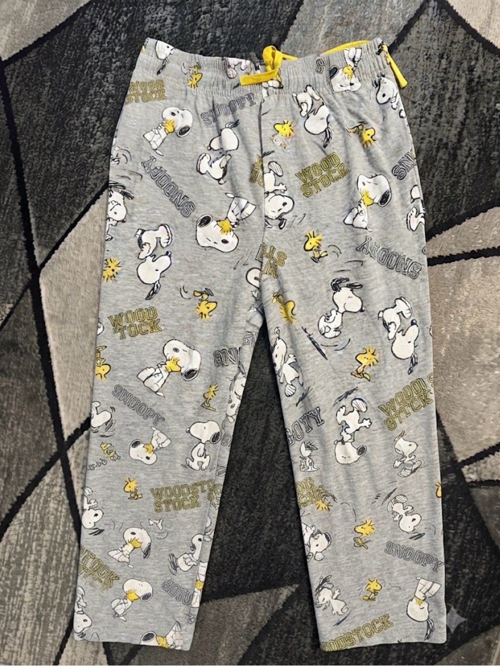 PEANUTS Snoopy & Woodstock Gray Pajama Lounge Pants Size Small